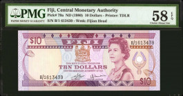 FIJI. Central Monetary Authority of Fiji. 10 Dollars, ND (1980). P-79a. PMG Choice About Uncirculated 58 EPQ.
Estimate: $80.00 - 120.00