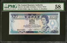 FIJI. Lot of (2). Central Monetary Authority of Fiji. 20 Dollars, ND (1986). P-85 & 85s2. WBG Extremely Fine 40 & PMG Choice About Uncirculated 58.
W...