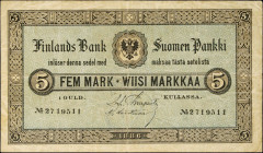 FINLAND. Finlands Bank. 5 Mark, 1886. P-A50. Fine.
Small internal tears from fold wear.
Estimate: $200.00 - 400.00