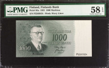 FINLAND. Finlands Bank. 1000 Markkaa, 1955. P-93a. PMG Choice About Uncirculated 58 EPQ.
Estimate: $100.00 - 150.00