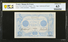 FRANCE. Banque de France. 5 Francs, 1915. P-70. PCGS Banknote Choice Uncirculated 63.
Estimate: $100.00 - 200.00