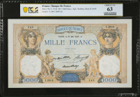 FRANCE. Banque de France. 1000 Francs, 1937. P-79c. PCGS Banknote Choice Uncirculated 63.
PCGS Banknote comments "Pinholes".
Estimate: $250.00 - 350...