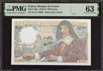 FRANCE. Banque de France. 100 Francs, 1942-44. P-101a. PMG Choice Uncirculated 63.
Estimate: $200.00 - 400.00