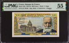 FRANCE. Banque de France. 500 Francs, 1954-55. P-133a. PMG About Uncirculated 55.
PMG comments "Minor Rust".
Estimate: $200.00 - 400.00