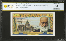 FRANCE. Banque de France. 5 Nouveaux Francs, 1962. P-141a. PCGS Banknote Choice Uncirculated 63.
Estimate: $125.00 - 250.00