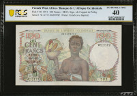 FRENCH WEST AFRICA. Banque de l'Afrique Occidentale. 100 Francs, 1951. P-40. PCGS Banknote Extremely Fine 40.
Estimate: $125.00 - 150.00