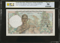 FRENCH WEST AFRICA. Banque de l'Afrique Occidentale. 1000 Francs, 1951. P-42. PCGS Banknote About Uncirculated 50.
PCGS Banknote comments "Pinholes"....