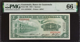 GUATEMALA. Banco de Guatemala. 1 Quetzal, 1958. P-36b. PMG Gem Uncirculated 66 EPQ.
Estimate: $300.00 - 500.00