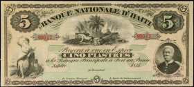 HAITI. La Banque Nationale d'Haiti. 5 Piastres, 1875. P-72r. Remainder. Very Fine.
Estimate: $100.00 - 200.00