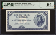 HUNGARY. Magyar Nemzeti Bank. 100,000,000 B.-Pengö, 1946. P-136. PMG Choice Uncirculated 64 EPQ.
Estimate: $200.00 - 400.00