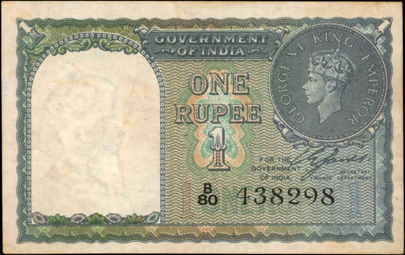 INDIA. Government of India. 1 Rupee, 1940. P-25a. Very Fine.
Just light toning ...