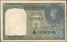INDIA. Government of India. 1 Rupee, 1940. P-25a. Very Fine.
Just light toning to mention.
Estimate: $20.00 - 40.00