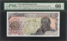 IRAN. Bank Markazi Iran. 5000 Rials, ND (ca. 1974-79). P-122c. PMG Gem Uncirculated 66 EPQ.
Estimate: $500.00 - 750.00