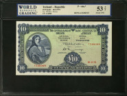 IRELAND, REPUBLIC. The Central Bank of Ireland. 10 Pounds, 1975. P-66c*. Replacement. WBG About Uncirculated 53 TOP.
Estimate: $100.00 - 150.00