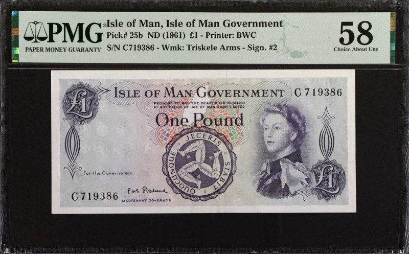 ISLE OF MAN. Isle of Man Government. 1 Pound, ND (1961). P-25b. PMG Choice About...