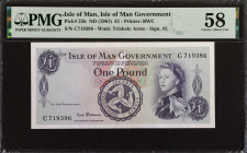 ISLE OF MAN. Isle of Man Government. 1 Pound, ND (1961). P-25b. PMG Choice About Uncirculated 58.
Estimate: $50.00 - 75.00