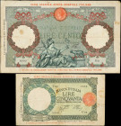 ITALIAN EAST AFRICA. Lot of (2). Banca d'Italia. 50 & 100 Lire, 1938-39. P-1a & 2a. Fine.
Pinholes. Hole. Staining.
Estimate: $200.00 - 350.00
