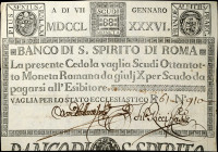 ITALY. Banco di S. Spirito di Roma. 88 Scudi, 1786. P-S462. Very Fine.
Estimate: $100.00 - 200.00