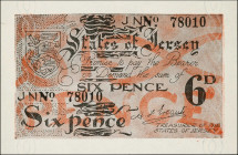 JERSEY. States of Jersey. 6 Pence, ND (1941-1942). P-1. About Uncirculated.
Estimate: $100.00 - 200.00