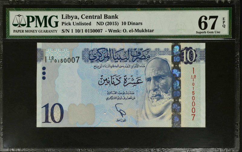 LIBYA. Central Bank of Libya. 10 Dinars, ND (2015). P-Unlisted. PMG Superb Gem U...