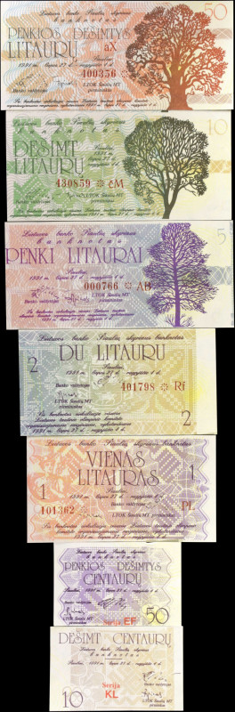 LITHUANIA. Lot of (7). Banko Valdytojas. Mixed Denominations, 1991. P-Unlisted. ...