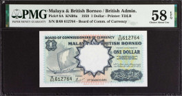 MALAYA AND BRITISH BORNEO. Board of Commissioners of Currency Malaya & British Borneo. 1 Dollar, 1959. P-8A. PMG Choice About Uncirculated 58 EPQ.
Es...