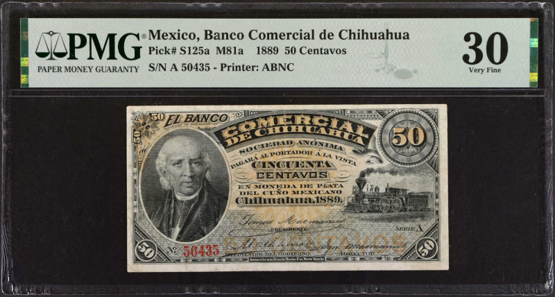 MEXICO. Banco Comercial de Chihuahua. 50 Centavos, 1889. P-S125a. PMG Very Fine ...