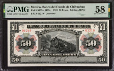 MEXICO. Banco del Estado de Chihuahua. 50 Pesos, 1913. P-S135a. PMG Choice About Uncirculated 58.
Estimate: $70.00 - 100.00