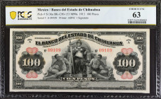 MEXICO. Banco del Estado de Chihuahua. 100 Pesos, 1913. P-S136a. PCGS Banknote Choice Uncirculated 63.
Estimate: $150.00 - 250.00