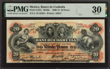 MEXICO. El Banco de Coahuila. 20 Pesos, 1909-14. P-S197c. PMG Very Fine 30.
Estimate: $80.00 - 120.00