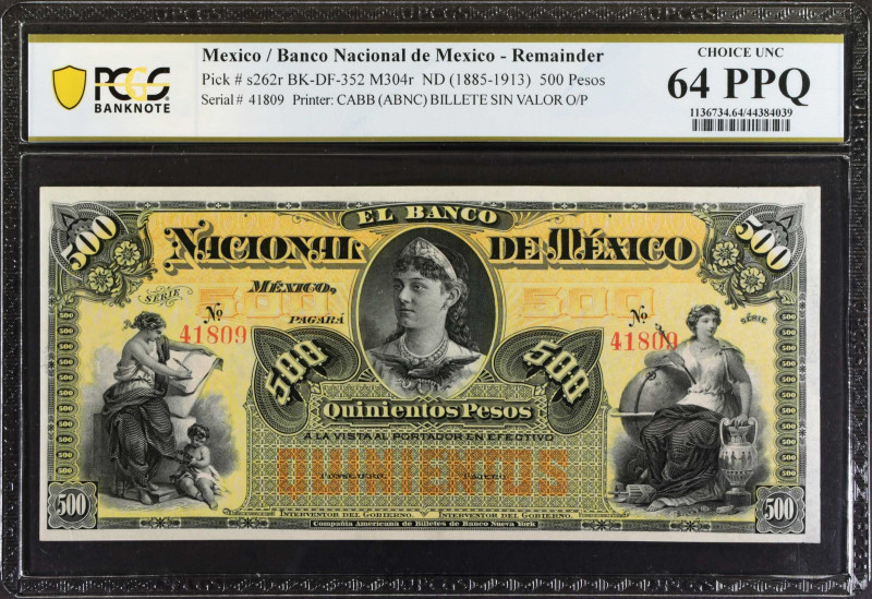 MEXICO. Banco Nacional de Mexico. 500 Pesos, ND (1885-1913). P-s262r. Remainder....