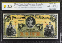 MEXICO. Banco Nacional de Mexico. 500 Pesos, ND (1885-1913). P-s262r. Remainder. PCGS Banknote Choice Uncirculated 64 PPQ.
Estimate: $175.00 - 250.00