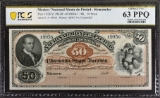 MEXICO. Nacional Monte de Piedad. 50 Pesos, 188_. P-S267r1. Remainder. PCGS Banknote Choice Uncirculated 63 PPQ.
Estimate: $100.00 - 150.00