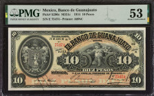 MEXICO. El Banco de Guanajuato. 10 Pesos, 1914. P-S290c. PMG About Uncirculated 53.
Estimate: $80.00 - 120.00