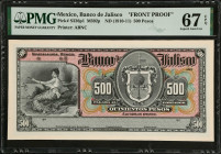 MEXICO. Lot of (2). El Banco de Jalisco. 500 Pesos, ND (1910-11). P-S326p1 & S326p2. Front and Back Proofs. PMG Gem Uncirculated 66 EPQ & Superb Gem U...