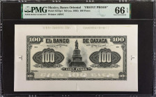 MEXICO. Lot of (2). El Banco de Oaxaca. 100 Pesos, ND (ca. 1903). P-S375p1 & S375p2. Front & Back Proofs. PMG Gem Uncirculated 66 EPQ & Superb Gem Unc...