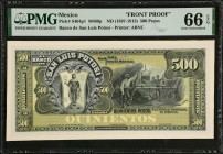 MEXICO. Lot of (2). El Banco de San Luis Potosi. 500 Pesos, ND (1897-1913). P-S404p1 & S404p2. Front & Back Proofs. PMG Gem Uncirculated 66 EPQ.
Prin...