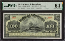 MEXICO. El Banco de Tamaulipas. 100 Pesos, ND (1902-14). P-S433r2. PMG Choice Uncirculated 64.
Estimate: $100.00 - 150.00
