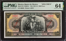 MEXICO. Banco de Mexico. 1000 Pesos, ND (1931-34). P-27s. Specimen. PMG Choice Uncirculated 64.
PMG comments "Edge Slit".
Estimate: $1400.00 - 1800....