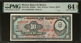 MEXICO. El Banco de Mexico. 10 Pesos, 1943. P-39a. PMG Choice Uncirculated 64 EPQ.
Estimate: $50.00 - 75.00
