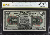 MEXICO--REVOLUTIONARY. Republica Mexicana. 100 Pesos, 1915. P-S689a. PCGS Banknote Uncirculated 62 PPQ.
Estimate: $100.00 - 150.00