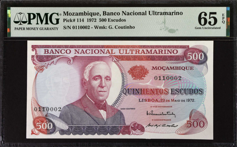 MOZAMBIQUE. Banco Nacional Ultramarino. 500 Escudos, 1972. P-114. PMG Gem Uncirc...