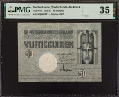 NETHERLANDS. Nederlandsche Bank. 50 Gulden, 1929-31. P-47. PMG Choice Very Fine 35.
Estimate: $200.00 - 400.00