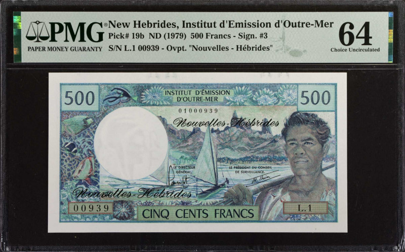 NEW HEBRIDES. Institut d'Emission d'Outre-Mer. 500 Francs, ND (1979). P-19b. PMG...