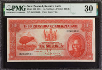 NEW ZEALAND. The Reserve Bank of New Zealand. 10/- Shillings, 1934. P-154. PMG Very Fine 30.
PMG comments "Minor Rust".
Estimate: $400.00 - 600.00