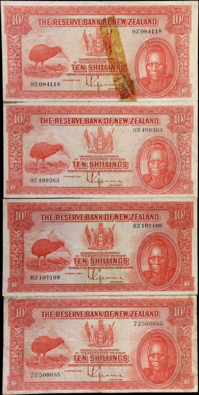 NEW ZEALAND. Lot of (4). The Reserve Bank of New Zealand. 10 Shillings, 1934. P-...