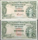 NEW ZEALAND. Lot of (2). The Reserve Bank of New Zealand. 10 Pounds, ND (1940-1967). P-161b & 161c. Fine to Very Fine.
Damage/Issues are noticed. SOL...