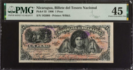 NICARAGUA. Billete del Tesoro Nacional. 1 Peso, 1906. P-35. PMG Choice Extremely Fine 45.
Estimate: $300.00 - 500.00