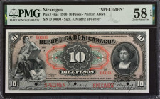 NICARAGUA. Tesoro Nacional. 10 Pesos, 1910. P-46as. Specimen. PMG Choice About Uncirculated 58 EPQ.
Estimate: $400.00 - 600.00