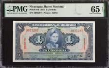 NICARAGUA. Banco Nacional de Nicaragua. 1 Cordoba, 1951. P-91b. PMG Gem Uncirculated 65 EPQ.
Estimate: $100.00 - 150.00